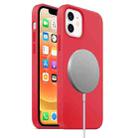 For iPhone 12 mini Magnetic Liquid Silicone Full Coverage Shockproof Magsafe Case with Magsafe Charging Magnet (Red) - 1