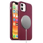 For iPhone 12 mini Magnetic Liquid Silicone Full Coverage Shockproof Magsafe Case with Magsafe Charging Magnet (Wine Red) - 1