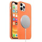 For iPhone 12 / 12 Pro Magnetic Liquid Silicone Full Coverage Shockproof Magsafe Case with Magsafe Charging Magnet(Orange) - 1