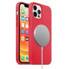 For iPhone 12 / 12 Pro Magnetic Liquid Silicone Full Coverage Shockproof Magsafe Case with Magsafe Charging Magnet(Red) - 1
