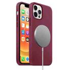 For iPhone 12 / 12 Pro Magnetic Liquid Silicone Full Coverage Shockproof Magsafe Case with Magsafe Charging Magnet(Wine Red) - 1