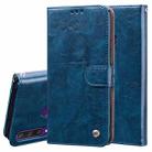 For Huawei Y6P 2020 Business Style Oil Wax Texture Horizontal Flip Leather Case with Holder & Card Slots & Wallet(Blue) - 1