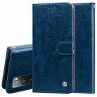 For Samsung Galaxy S20 FE Business Style Oil Wax Texture Horizontal Flip Leather Case, with Holder & Card Slots & Wallet(Blue) - 1