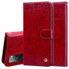 For Samsung Galaxy S20 FE Business Style Oil Wax Texture Horizontal Flip Leather Case, with Holder & Card Slots & Wallet(Red) - 1