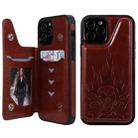 For iPhone 12 / 12 Pro Skull Head Embossing Pattern Shockproof Protective Case with Holder & Card Slots & Wallet(Brown) - 1