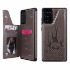 For Samsung Galaxy Note20 Skull Head Embossing Pattern Shockproof Protective Case with Holder & Card Slots & Wallet(Grey) - 1
