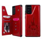 For Samsung Galaxy Note20 Skull Head Embossing Pattern Shockproof Protective Case with Holder & Card Slots & Wallet(Red) - 1
