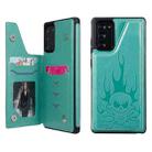 For Samsung Galaxy Note20 Skull Head Embossing Pattern Shockproof Protective Case with Holder & Card Slots & Wallet(Green) - 1