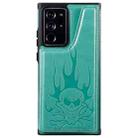 For Samsung Galaxy Note20 Ultra Skull Head Embossing Pattern Shockproof Protective Case with Holder & Card Slots & Wallet(Green) - 2