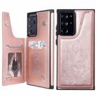 For Samsung Galaxy Note20 Ultra Skull Head Embossing Pattern Shockproof Protective Case with Holder & Card Slots & Wallet(Rose Gold) - 1
