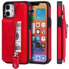For iPhone 12 mini Solid Color Double Buckle Zipper Shockproof Protective Case (Red) - 1