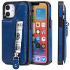 For iPhone 12 mini Solid Color Double Buckle Zipper Shockproof Protective Case (Blue) - 1