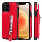 For iPhone 12 / 12 Pro Solid Color Double Buckle Zipper Shockproof Protective Case(Red) - 1