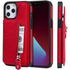For iPhone 12 Pro Max Solid Color Double Buckle Zipper Shockproof Protective Case(Red) - 1