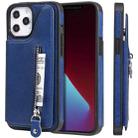 For iPhone 12 Pro Max Solid Color Double Buckle Zipper Shockproof Protective Case(Blue) - 1
