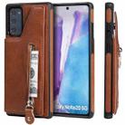 Solid Color Double Buckle Zipper Shockproof Protective Case For Samsung Galaxy Note20(Brown) - 1