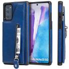 Solid Color Double Buckle Zipper Shockproof Protective Case For Samsung Galaxy Note20(Blue) - 1