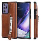 Solid Color Double Buckle Zipper Shockproof Protective Case For Samsung Galaxy Note20 Ultra(Brown) - 1