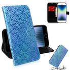 For iPhone 7 / 8 Solid Color Colorful Magnetic Buckle Horizontal Flip PU Leather Case with Holder & Card Slots & Wallet & Lanyard(Blue) - 1