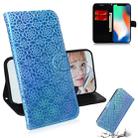 For iPhone X / XS Solid Color Colorful Magnetic Buckle Horizontal Flip PU Leather Case with Holder & Card Slots & Wallet & Lanyard(Blue) - 1