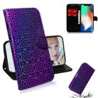 For iPhone X / XS Solid Color Colorful Magnetic Buckle Horizontal Flip PU Leather Case with Holder & Card Slots & Wallet & Lanyard(Purple) - 1