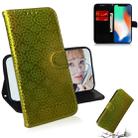 For iPhone X / XS Solid Color Colorful Magnetic Buckle Horizontal Flip PU Leather Case with Holder & Card Slots & Wallet & Lanyard(Gold) - 1