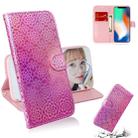 For iPhone X / XS Solid Color Colorful Magnetic Buckle Horizontal Flip PU Leather Case with Holder & Card Slots & Wallet & Lanyard(Pink) - 1