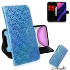 For iPhone 11 Solid Color Colorful Magnetic Buckle Horizontal Flip PU Leather Case with Holder & Card Slots & Wallet & Lanyard(Blue) - 1