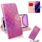 For iPhone 11 Solid Color Colorful Magnetic Buckle Horizontal Flip PU Leather Case with Holder & Card Slots & Wallet & Lanyard(Pink) - 1