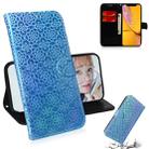 For iPhone XR Solid Color Colorful Magnetic Buckle Horizontal Flip PU Leather Case with Holder & Card Slots & Wallet & Lanyard(Blue) - 1