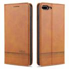 AZNS Magnetic Calf Texture Horizontal Flip Leather Case with Card Slots & Holder & Wallet For iPhone 8 Plus/7 Plus(Light Brown) - 1