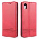 For iPhone XR AZNS Magnetic Calf Texture Horizontal Flip Leather Case with Card Slots & Holder & Wallet(Red) - 1