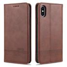 For iPhone XS Max AZNS Magnetic Calf Texture Horizontal Flip Leather Case with Card Slots & Holder & Wallet(Dark Brown) - 1