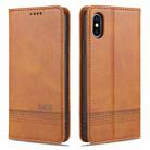 For iPhone XS Max AZNS Magnetic Calf Texture Horizontal Flip Leather Case with Card Slots & Holder & Wallet(Light Brown) - 1
