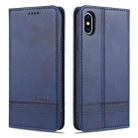 For iPhone XS Max AZNS Magnetic Calf Texture Horizontal Flip Leather Case with Card Slots & Holder & Wallet(Dark Blue) - 1