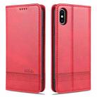 For iPhone XS Max AZNS Magnetic Calf Texture Horizontal Flip Leather Case with Card Slots & Holder & Wallet(Red) - 1