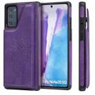 Cat Tree Embossing Pattern Shockproof Protective Case with Card Slots & Photo Frame & Holder For Samsung Galaxy Note20(Purple) - 1