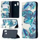 For Samsung Galaxy A10e / A20e Colored Drawing Pattern Invisible Magnetic Horizontal Flip PU Leather Case with Holder & Card Slots & Wallet(Blue Leaf) - 1