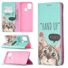 For Samsung Galaxy A21s Colored Drawing Pattern Invisible Magnetic Horizontal Flip PU Leather Case with Holder & Card Slots & Wallet(Cat) - 1