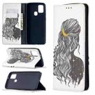 For Samsung Galaxy A21s Colored Drawing Pattern Invisible Magnetic Horizontal Flip PU Leather Case with Holder & Card Slots & Wallet(Girl) - 1