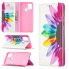 For Samsung Galaxy A21s Colored Drawing Pattern Invisible Magnetic Horizontal Flip PU Leather Case with Holder & Card Slots & Wallet(Sun Flower) - 1