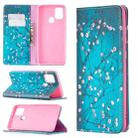 For Samsung Galaxy A21s Colored Drawing Pattern Invisible Magnetic Horizontal Flip PU Leather Case with Holder & Card Slots & Wallet(Plum Blossom) - 1