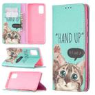 For Samsung Galaxy A41 Colored Drawing Pattern Invisible Magnetic Horizontal Flip PU Leather Case with Holder & Card Slots & Wallet(Cat) - 1