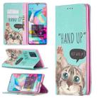 For Samsung Galaxy A71 Colored Drawing Pattern Invisible Magnetic Horizontal Flip PU Leather Case with Holder & Card Slots & Wallet(Cat) - 1