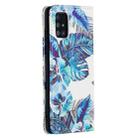 For Samsung Galaxy A71 Colored Drawing Pattern Invisible Magnetic Horizontal Flip PU Leather Case with Holder & Card Slots & Wallet(Blue Leaf) - 3
