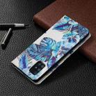 For Samsung Galaxy A71 Colored Drawing Pattern Invisible Magnetic Horizontal Flip PU Leather Case with Holder & Card Slots & Wallet(Blue Leaf) - 8