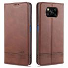 For Xiaomi POCO X3 NFC AZNS Magnetic Calf Texture Horizontal Flip Leather Case with Card Slots & Holder & Wallet(Dark Brown) - 1