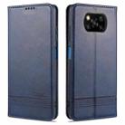 For Xiaomi POCO X3 NFC AZNS Magnetic Calf Texture Horizontal Flip Leather Case with Card Slots & Holder & Wallet(Dark Blue) - 1