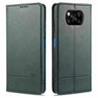 For Xiaomi POCO X3 NFC AZNS Magnetic Calf Texture Horizontal Flip Leather Case with Card Slots & Holder & Wallet(Drak Green) - 1