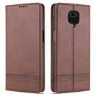 For Xiaomi Redmi Note 9 Pro / Note 9s AZNS Magnetic Calf Texture Horizontal Flip Leather Case with Card Slots & Holder & Wallet(Dark Brown) - 1